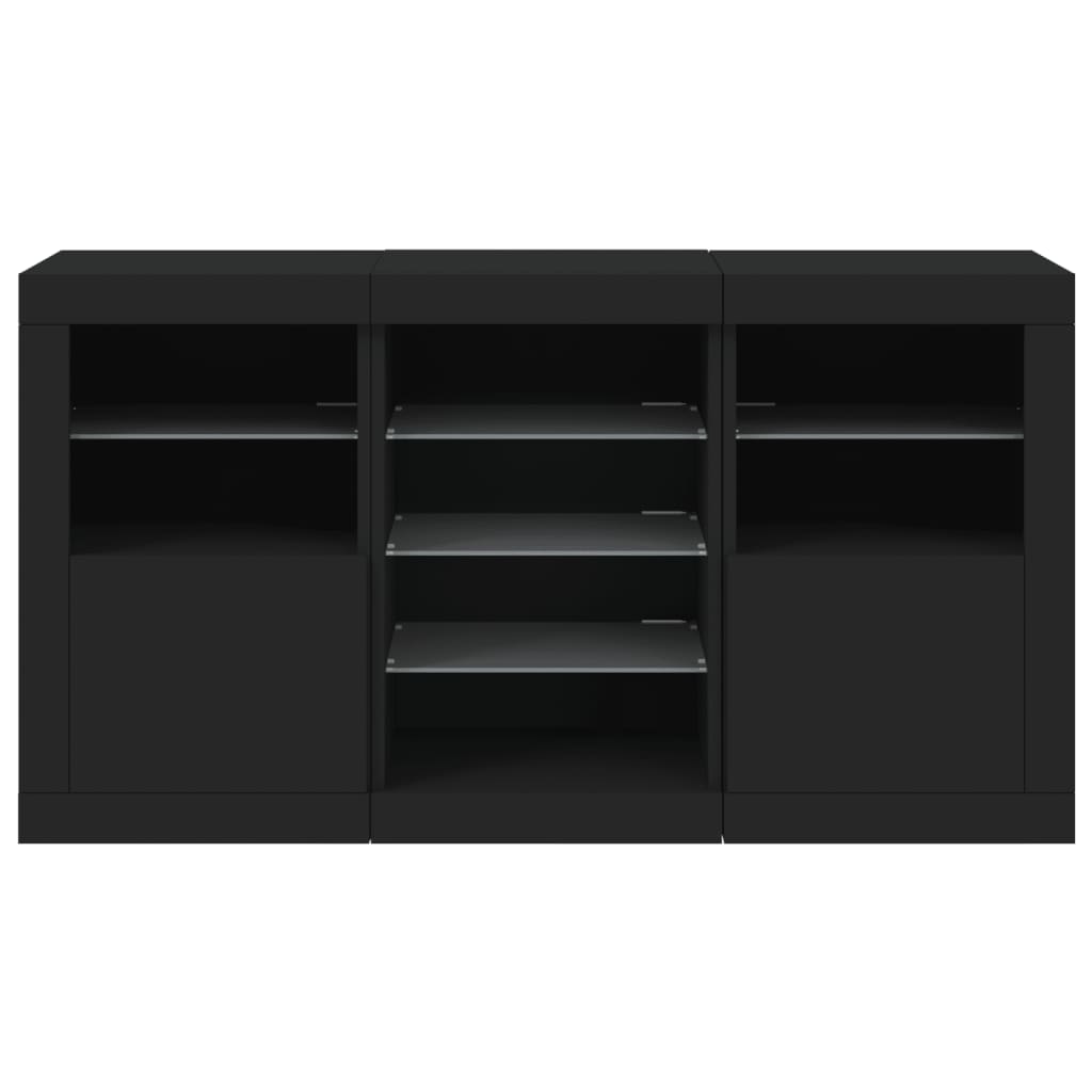 Sideboard with LED Lights Black 123x37x67 cm